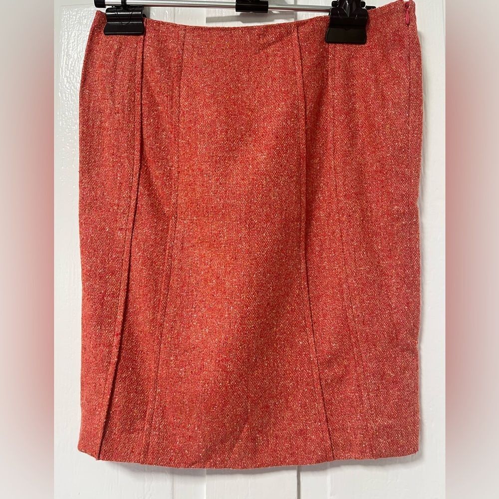 Vintage Carolina Herrera Coral Pink tweed Straight pencil skirt size 10